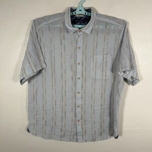 Tommy Bahama Shirt Mens XL Blue Linen Blend Hawaiian‎ Camp Button Up Striped
